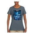 thumbnail image 2 of Tiger In The Snowy Night Animal Lover Womens Graphic T-Shirt, Charcoal, 3XL, 2 of 3