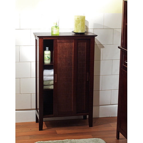 Bamboo Floor Cabinet with Sliding Doors, Espresso