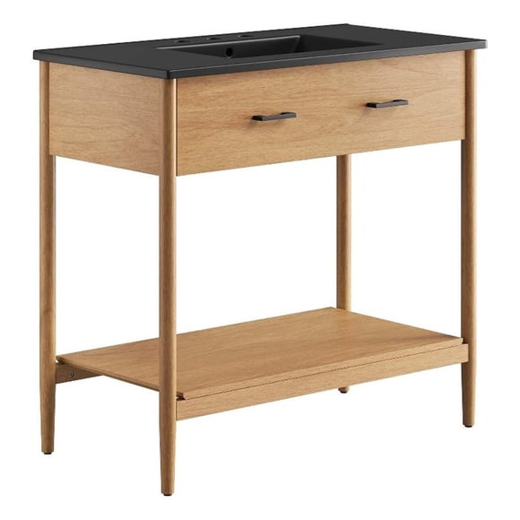 Pemberly Row Contemporary 36" Bathroom Vanity in Natural Black
