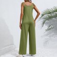 thumbnail image 4 of Summer Saving Wycnly Clearance Womens Jumpsuits Casual Summer Spaghetti Strap Loose Straight Leg Pocket Jumpsuits Trendy Solid Square Neck Sleeveless Long Rompers for Women, 4 of 5