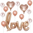 thumbnail image 1 of Kit de globos Love, 13 unidades, Mylar, oro rosa, corazón, látex, 1 of 1