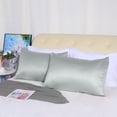 thumbnail image 2 of Soft Silky Satin Pillowcases for Hair Skin 2PCS Pillow Case King, Light Gray, 2 of 9
