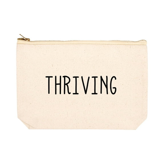 Koyal Wholesale Funny Makeup Bag Canvas Cosmetic Bag with Zipper Thriving Makeup Pouch 6.5 x 9 Inch