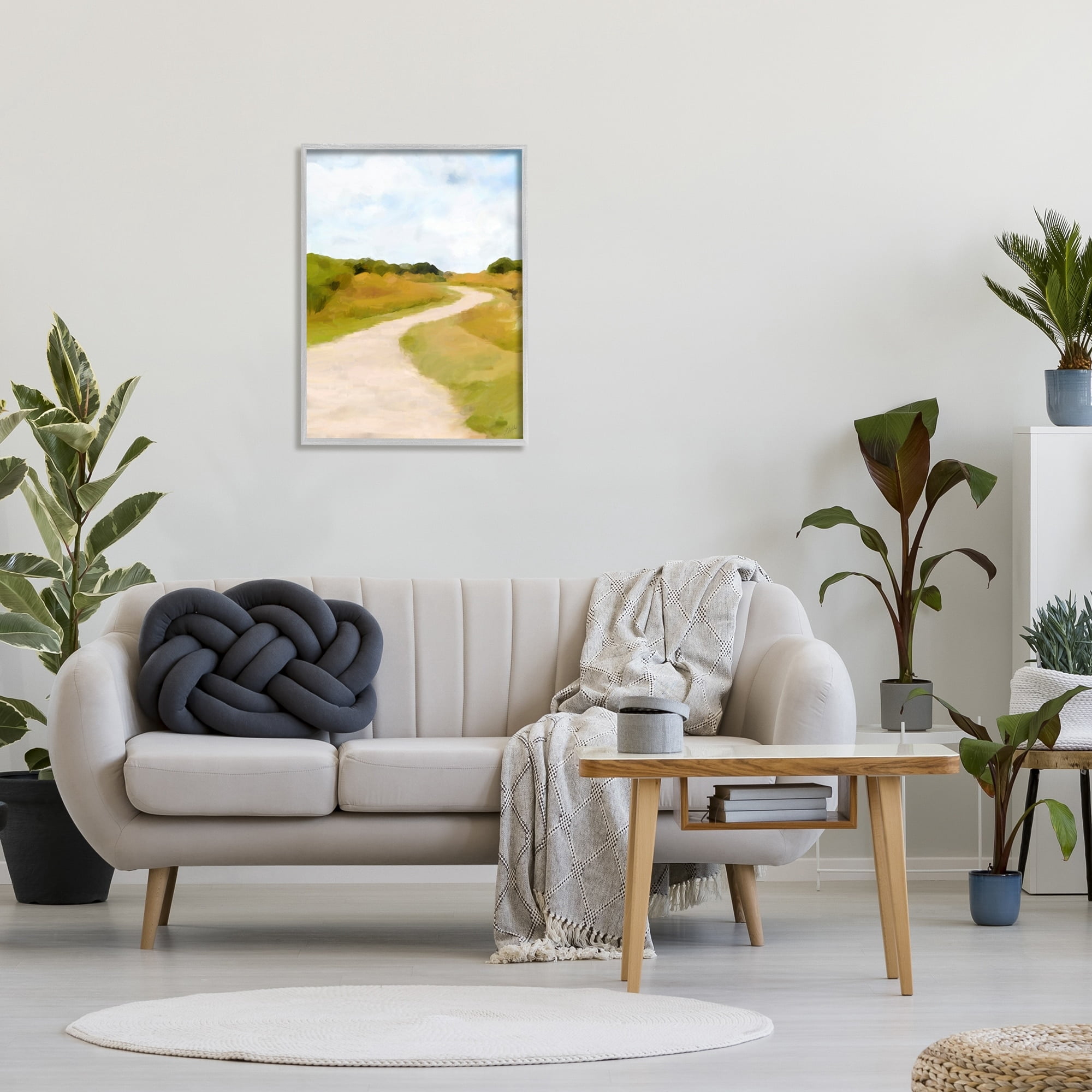 Stupell Industries Countryside Landscape Grassland Path Nature Vegetation Painting Gray Framed Art Print Wall Art, Design by Amy Hall