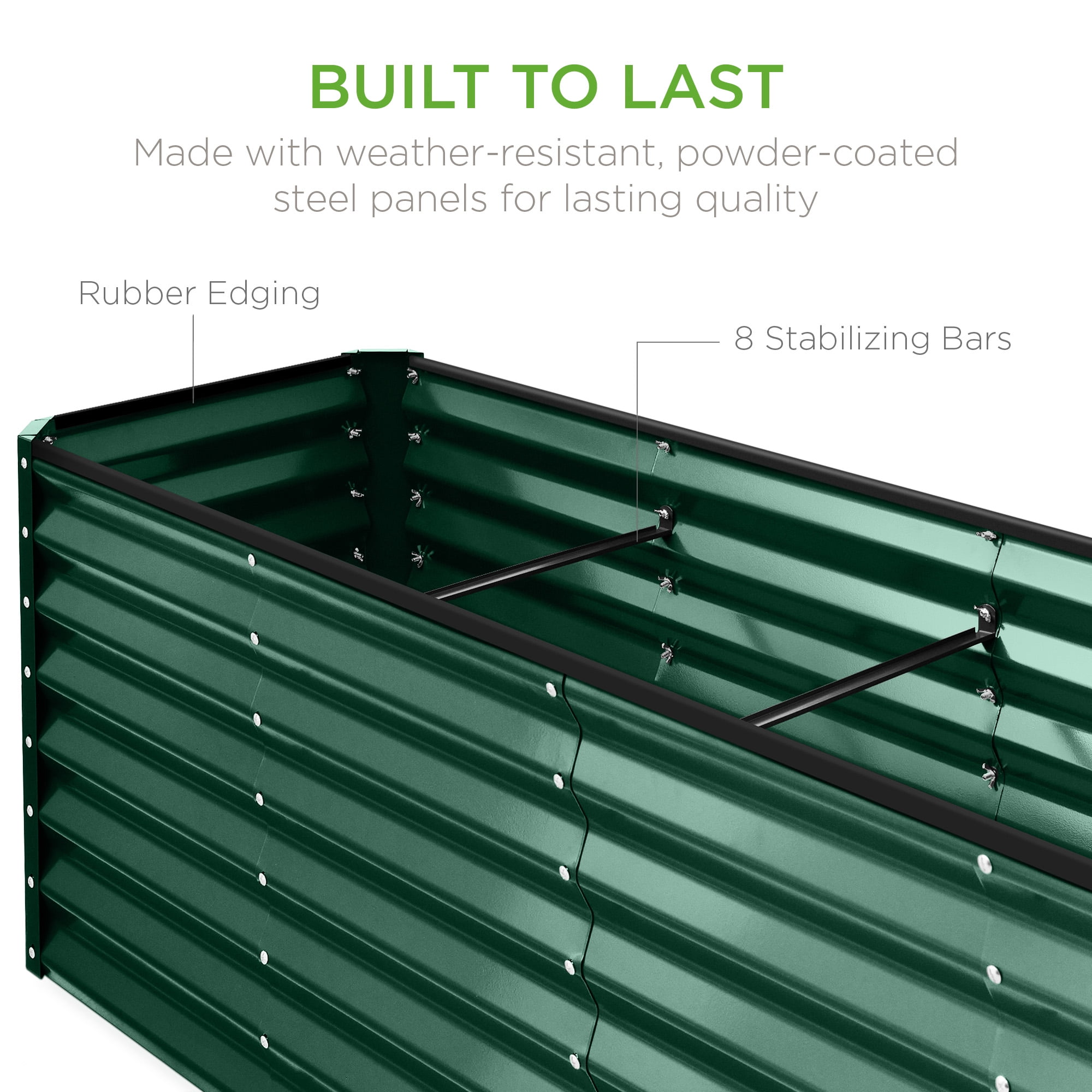 Best Choice Products 8x2x2FT Large Outdoor Planting Box for Backyard Vegetables, Herbs, Flowers, Greenery - Dark Green