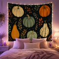 thumbnail image 2 of Six Pumpkins and Gourds on Black Background, Cozy Folk Art for Nature Lovers, Botanical Wall Art, Thanksgiving Gift Tapestry Wall Hanging for Living Room and Dorm, 2 of 7