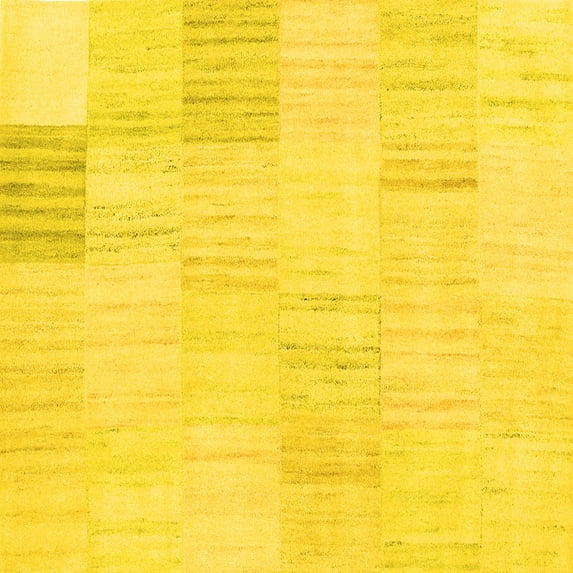 Ahgly Company Indoor Square Solid Yellow Modern Area Rugs, 7' Square