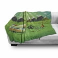 thumbnail image 3 of Happy Camper Soft Flannel Fleece Blanket, Family Caravan with Bicycle and Balloons Outdoors Mountain Landscape Cartoon, Cozy Plush for Indoor and Outdoor Use, 50" x 60", Multicolor, by Ambesonne, 3 of 6