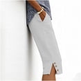 thumbnail image 2 of Zedker 2026 Women's Elastic Waist 3/4 Capri Harem Pants with Pockets Casual Loose Solid Yoga Trousers White XL, 2 of 6