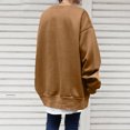 thumbnail image 4 of WTOBBY Women's Loose Casual Pullover Solid Color Sweatshirt, Comfortable Versatile Fit for Everyday Fashion and Fall Winter Streetwear Activities,Brown M, 4 of 5