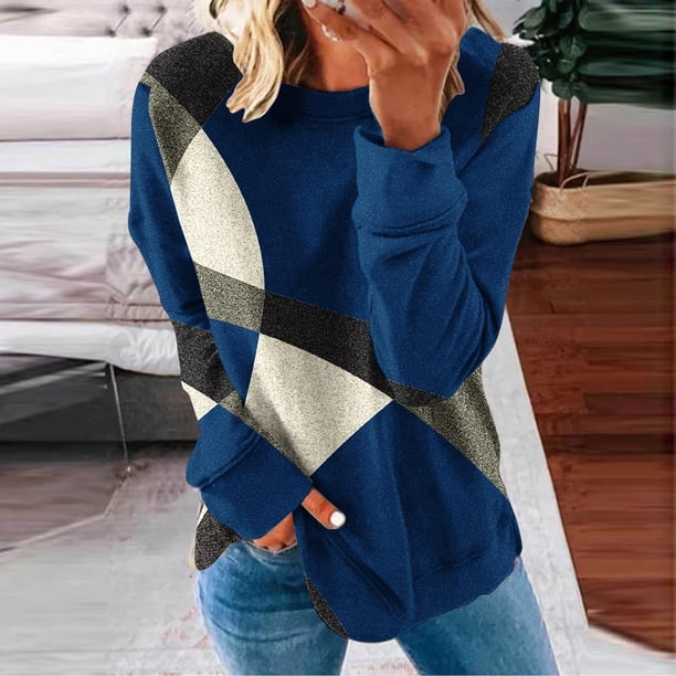 Puntoco Mujer Cuello Redondo Moda Casual Manga Larga Estampado Sudadera tops Blusa Puntoco Puntoco-7225
