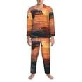 thumbnail image 3 of Sikiie Sunset Dancing Dolphin B Mens Pajama Set, Soft Warm Long Sleeve Sleepwear, Cozy Button-Down Pjs for Men-X-Large, 3 of 7