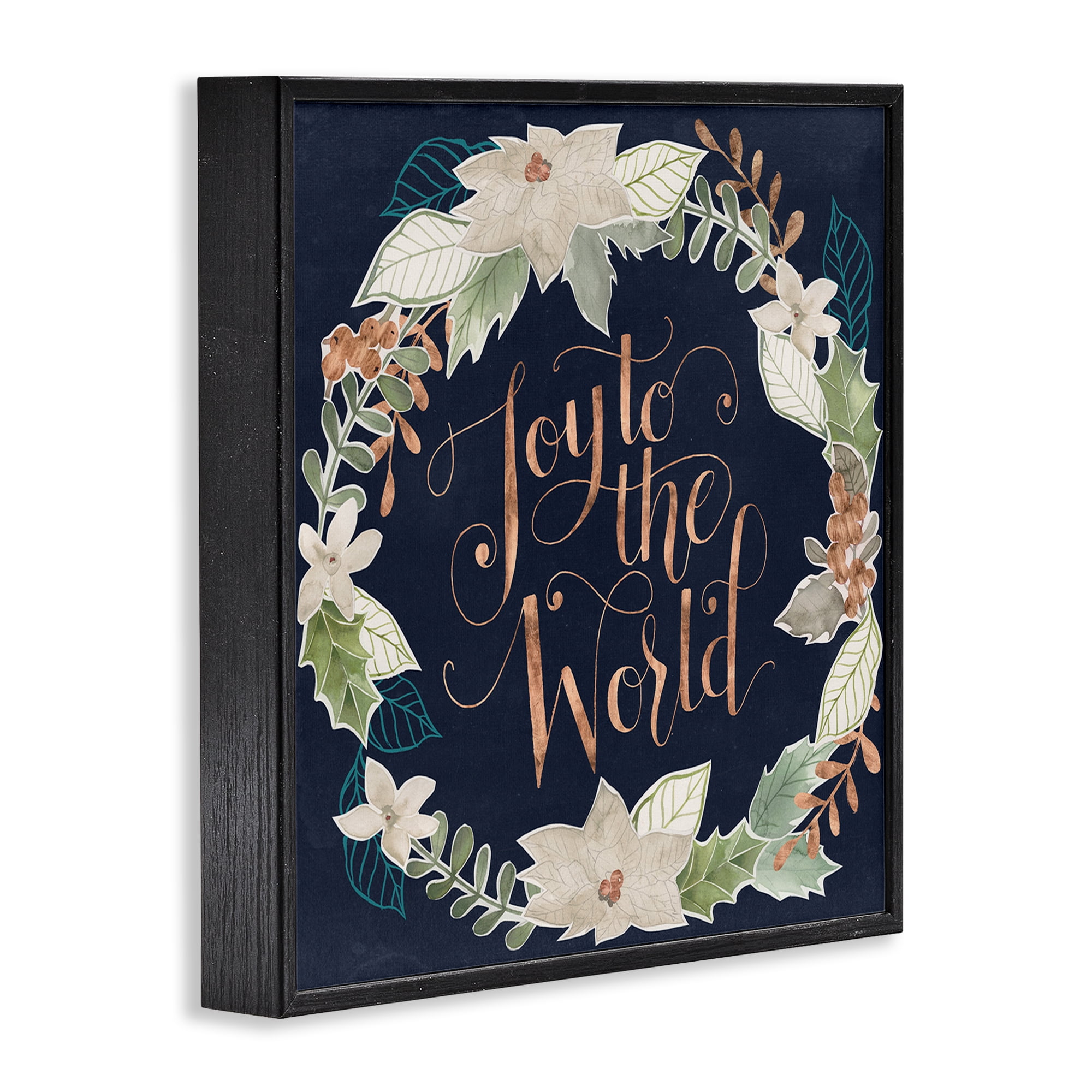 Stupell Industries Joy To The World Holiday Painting Black Framed Art Print Wall Art, 12 x 12