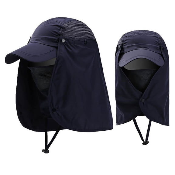 Upf50 Face Neck Cover Hat, Outdoor Fishing Sun Cap, Hiking Protective Headwear, Breathable Windproof Full Cover Headgear for Outdoor Sport Travel Sun Protection Hat,Navy