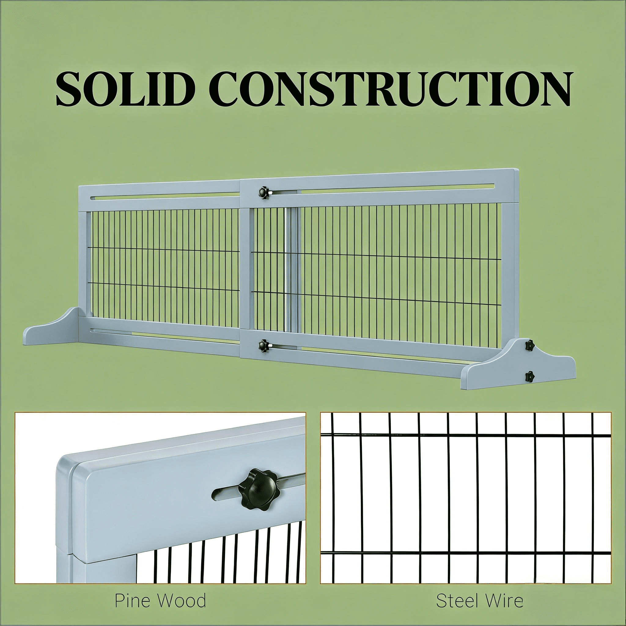 Dog Crate, Pet Gate,Wooden Pet Gate,Freestanding Pet Gate for Your Home, Blue,Gray Pet Playpen,Steel,Wood Chicken Coop, Pet Supplies Pens & Hutches