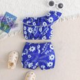 thumbnail image 4 of Vedolay Shorts Sets Girl 2 Piece Toddler Girls Clothes Summer T-Shirt and Shorts Set,Blue 3-6 Months, 4 of 5