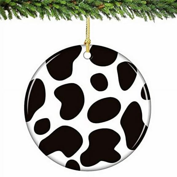 Cow Print Christmas Ornament Porcelain 2.75 Inches