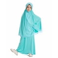 thumbnail image 3 of IDOPIP Kids Girls Abaya Muslim Full Cover Lace Hijab Dress 2pcs Kaftan Dubai Islamic Prayer Dress, 3 of 8