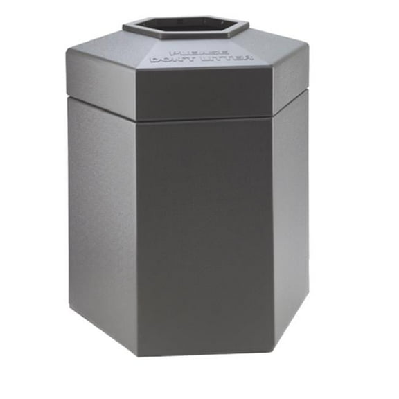 Commercial Zone 45-Gallon Hex Waste Container - Charcoal