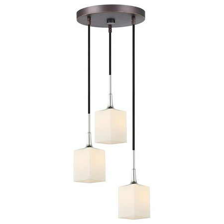 

Woodbridge Lighting Chelsea 3Lt Square Cluster Pendant in Chrome/Bronze/Opal