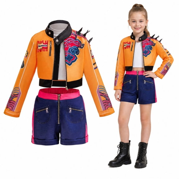 G'irls Pop Idol Singer Cosplay Costume 2 Piece Set Cropped Jacket and Shorts for Halloween Party