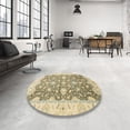 thumbnail image 4 of Ahgly Company Machine Washable Indoor Round Abstract Dark Almond Brown Area Rugs, 3' Round, 4 of 7
