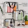 thumbnail image 2 of Cosmetiqueras Transparentes PVC 3 Piezas, Neceser de Aseo con Cierre Impermeable, Bolsa de Cosmético Portátil, TSA Necesers de Viaje para Mujer y Hombre, Bolsa de Maquillaje para Avion, Baño, Nadar, 2 of 4