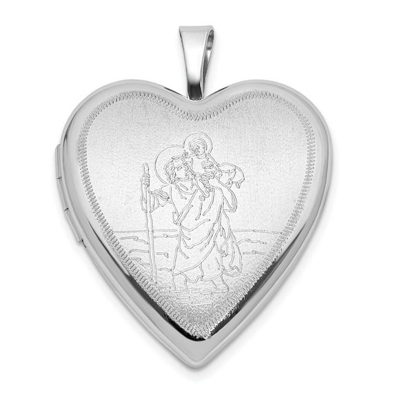 Auriga 925 Sterling Silver St. Christopher 20mm Heart Locket Pendant (L- 20.9mm, W- 19.5mm) Valentine's Day Gift for Women