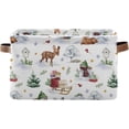 thumbnail image 2 of Storage Basket Christmas Snowman Deer Foldable Canvas Laundry Baskets Bin Waterproof Inner Layer with Sturdy Handles for Toy Nursery Blanket Clothes 2 Pack, 2 of 7