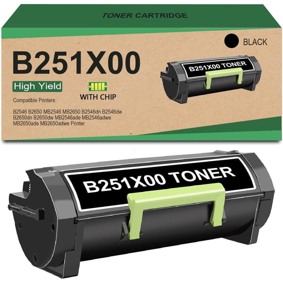 B251X00 Toner Cartridge High Yield with Chip Compatible for Lexmark B251X00 Use for B2546 B2650 MB2546 MB2650 B2546dn B2546dw B2650dn B2650dw MB2546ade MB2546adwe MB2650ade MB2650adwe Printer Toner