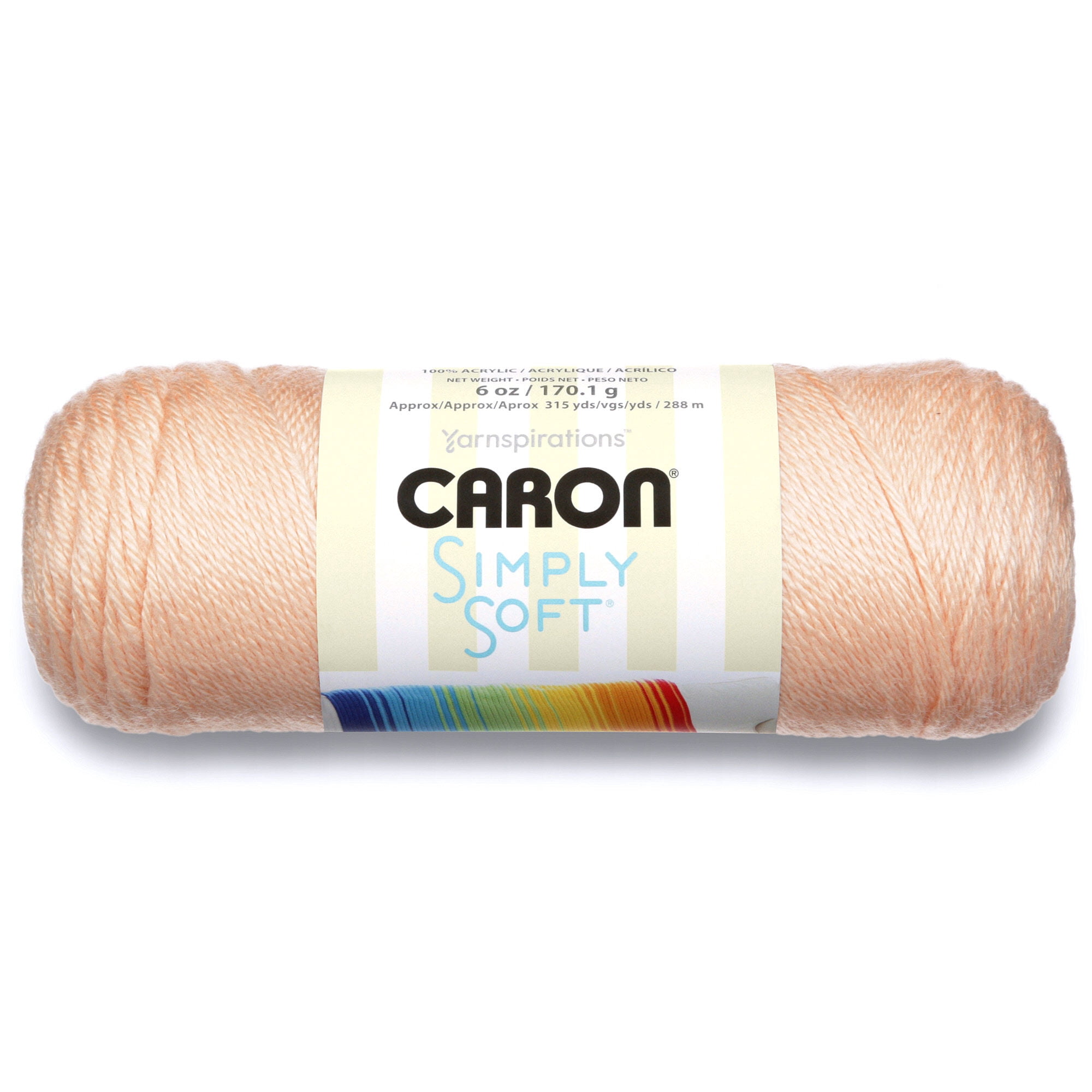 Caron Simply Soft Yarn, Light Country Peach, 6oz(170g), Medium, Acrylic