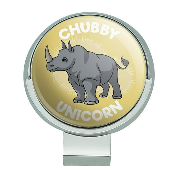 Chubby Unicorn Rhino Rhinoceros Golf Hat Clip With Magnetic Ball Marker