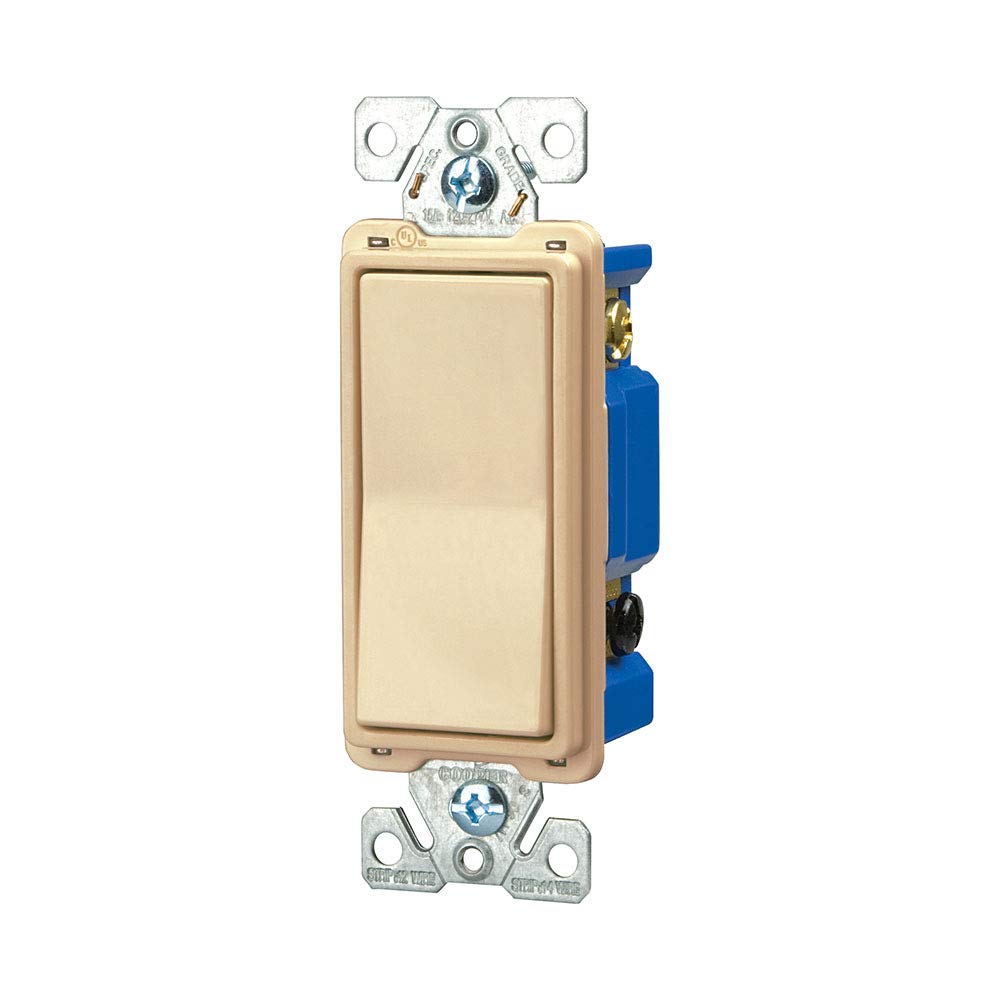 (case of 6) EATON 7504V-BOX 7500 Decorative Standard Rocker Switch, 120/277 Vac, 15 A, 4 Position, 4-way, Ivory