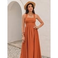 thumbnail image 2 of Women's Crisscross Back Smocked Square Neck Maxi Dress for Summer Events with Flowy Soft Fit 70% viscose 30% linen, 2 of 7