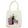 thumbnail image 1 of Vintage Tote Bag, Girl with Red Shawl on the Street with Lanterns Sixties Trends Retro Style Glamour, Cloth Linen Reusable Bag for Shopping Books Beach and More, 16.5" X 14", Cream, by Ambesonne, 1 of 2
