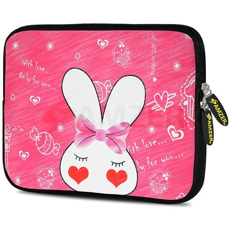 Designer 7.75 Inch Soft Neoprene Sleeve Case Pouch for Alcatel ONETOUCH POP 7 LTE, Acer Iconia One 7, LG G Pad, Amazon Fire 7, Kindle/ Kindle HD 7, RCA 7 Tablet - Cute Bunny (Best Way To Pop Ears)