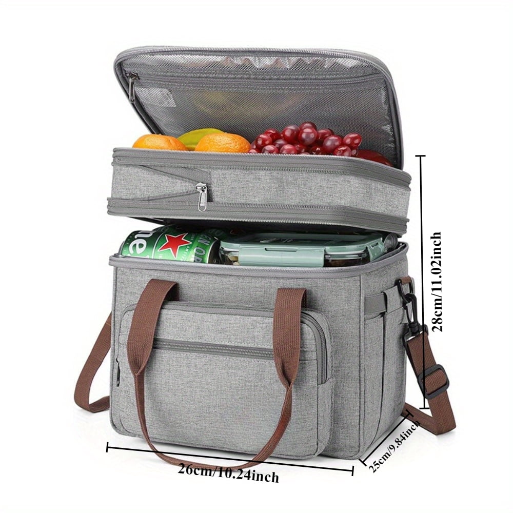20L Insulated Lunch Bag, Lightweight Expandable Tote with Adjustable Shoulder Strap and Side Mesh Pockets, Double Leak-Proof Freezer Compartment,The Perfect Companion for All Occasions