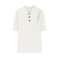 thumbnail image 3 of cocolona Womens Summer Tops 2025 Trendy Button V Neck Short Sleeve T-shirts Dressy Casual Solid Color Blouses S-2XL, 3 of 5
