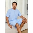 thumbnail image 3 of Vulcanodon Mens Short Pajama Set,Lightweight Sleepwear Soft Nightwear Short Sleeve Set With Pocket,(Sky Blue,XL), 3 of 5