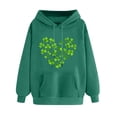 thumbnail image 1 of Plebaso Chandails en Molleton à Capuche pour Femmes pour la Saint-Patrick, Manches Longues, Imprimé Trèfle, 1 of 5