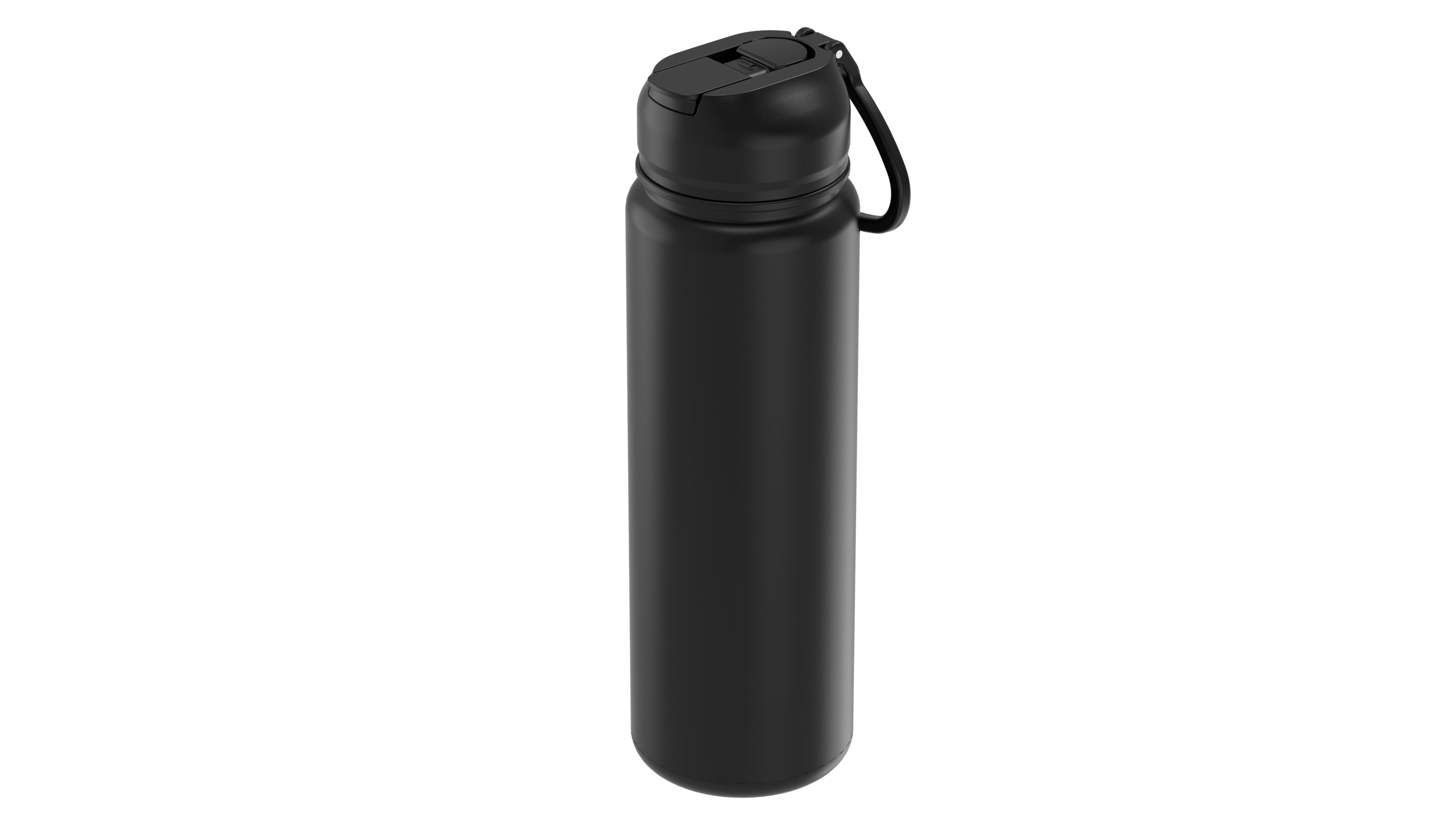 Mainstays 24 oz Stainless Steel Double Wall Water Bottle with Straw Lid, Black