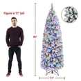 thumbnail image 5 of Topeakmart 7.5ft Pre-lit Slim Pencil Snow Flocked Christmas Tree with 300 Colorful LED Lights, White, 5 of 10