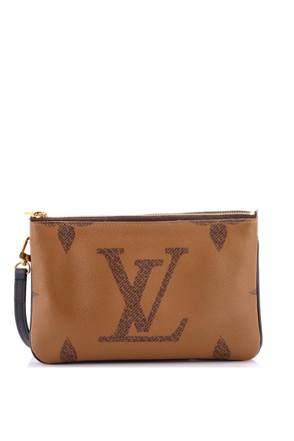Pre-Owned Double Zip Pochette Reverse Monogram Giant By Rebag