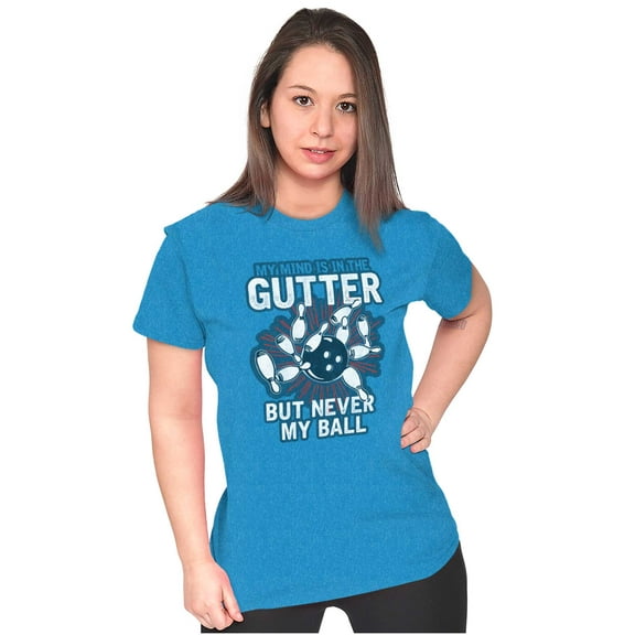 Mind In The Gutter Funny Bowler Pun Womens Fitted Plus Size Graphic Tee Brisco Brands 2X