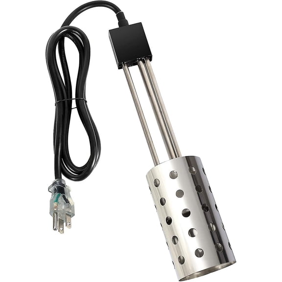 1500W Electric Immersion Heater, Bucket Water Heater With 304 Stainless-Steel Guard, Submersible Bucket Heater With Thermostat And Auto Shutoff, Heats