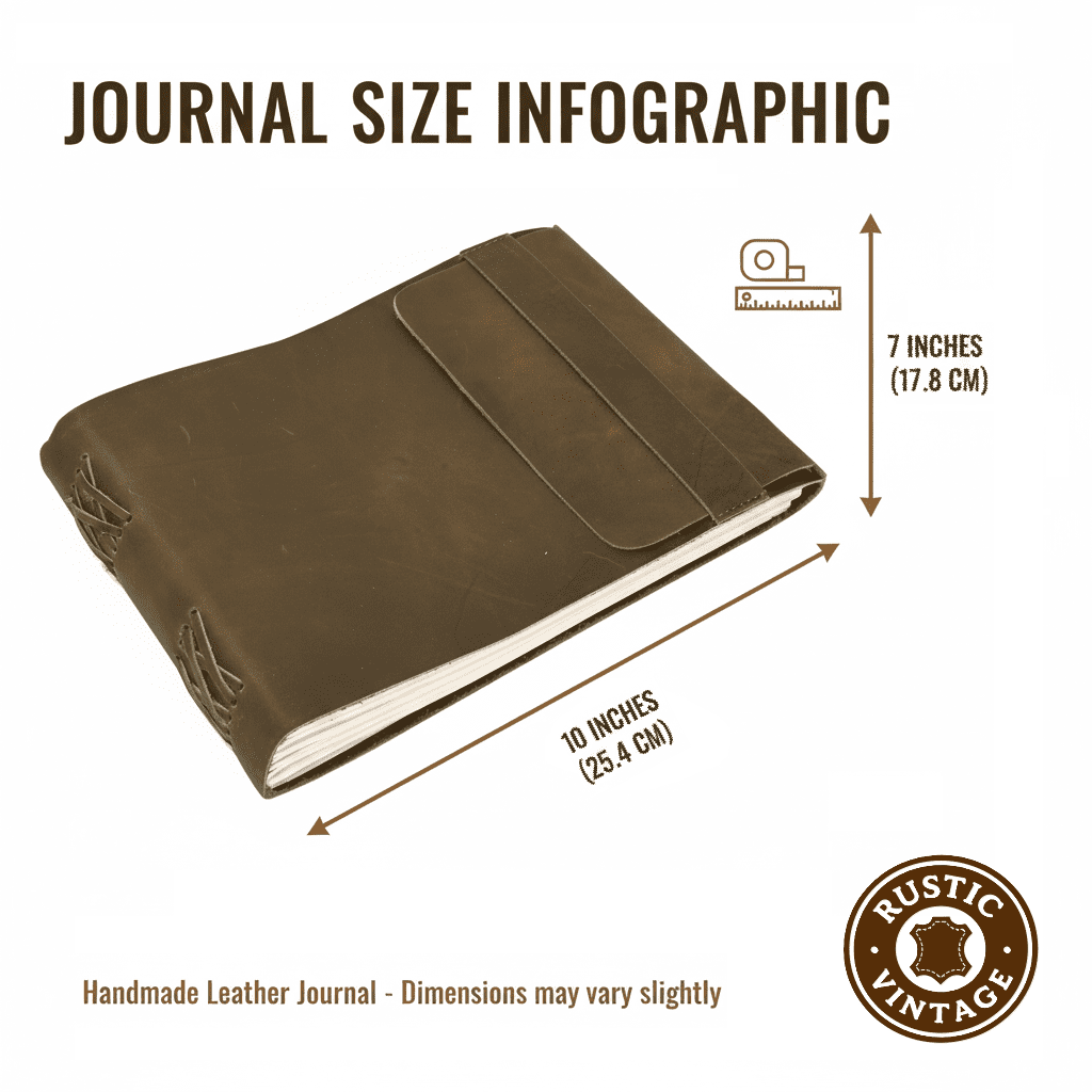 RusticVintage Leather Drawing Journal Daily Travel Diary, Antique Handmade Vintage Bound Rustic Writing Notebook, Genuine Leather- Quality Unlined/Blank Cream Paper, Art Sketchbook, 7x10 Inches-Green