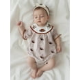 thumbnail image 4 of Rovasas Girl Striped Romper Short Sleeve Bow Rugby Embroidery Jumpsuit, 4 of 9