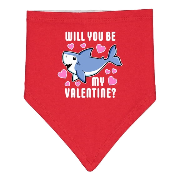 Inktastic Will You Be My Valentine with Cute Shark and Hearts Baby Bandana Bib