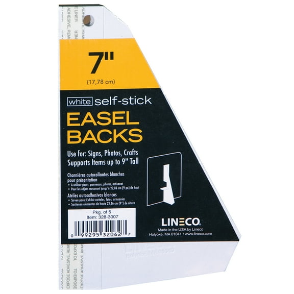 Lineco/University Products Self-Stick Easel-Backs, White, 5/Pkg., 7"