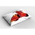 thumbnail image 2 of Vintage Pillow Sham Set of 2, Scooter Classical Caricature for Hippies Urban Memories Youth Modern Art Print, Quality Microfiber Bedding Item for All Seasons, 26" x 20", Red Orange, by Ambesonne, 2 of 3